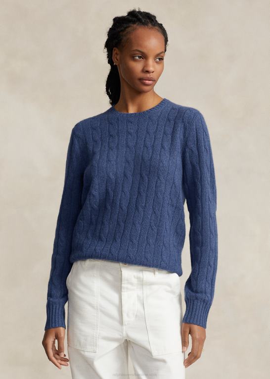 rustik marine lyng unisex Ralph Lauren den ikoniske kabelstrikkede kashmirtrøje Z426B3392