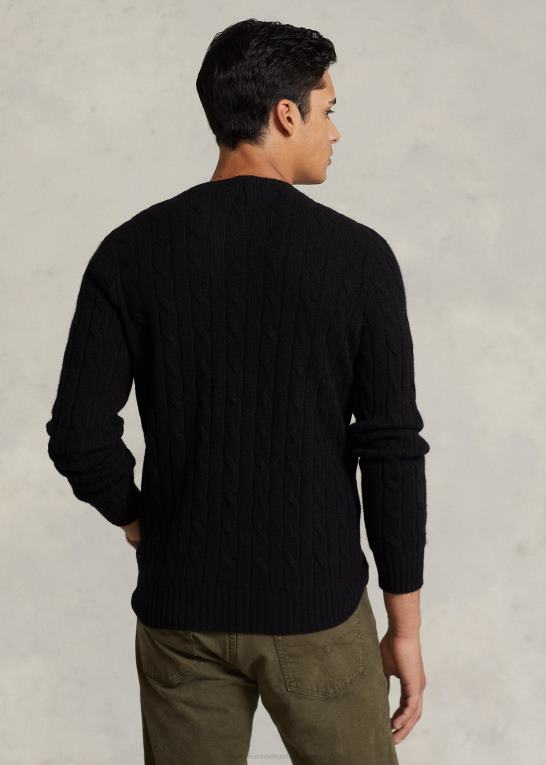 sort unisex Ralph Lauren den ikoniske kabelstrikkede kashmirtrøje Z426B3401
