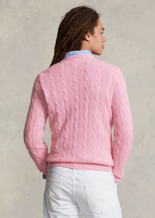 støvet karmelrosa unisex Ralph Lauren den ikoniske kabelstrikkede kashmirtrøje Z426B3399