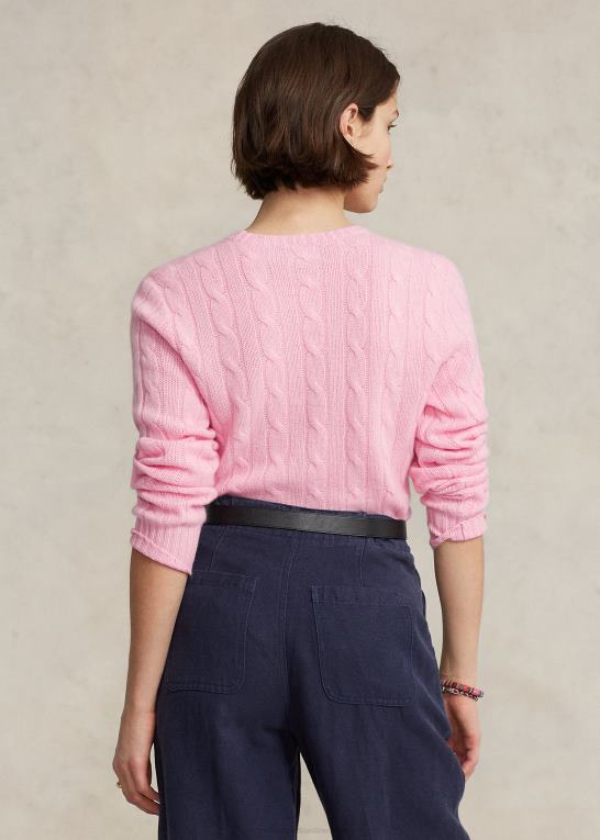 støvet karmelrosa unisex Ralph Lauren den ikoniske kabelstrikkede kashmirtrøje Z426B3399