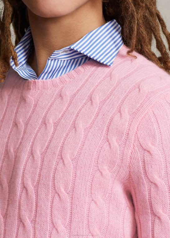 støvet karmelrosa unisex Ralph Lauren den ikoniske kabelstrikkede kashmirtrøje Z426B3399