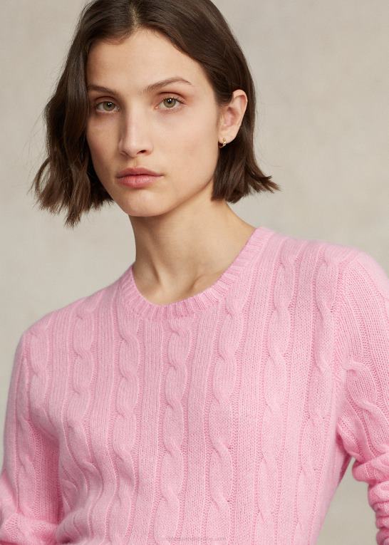 støvet karmelrosa unisex Ralph Lauren den ikoniske kabelstrikkede kashmirtrøje Z426B3399